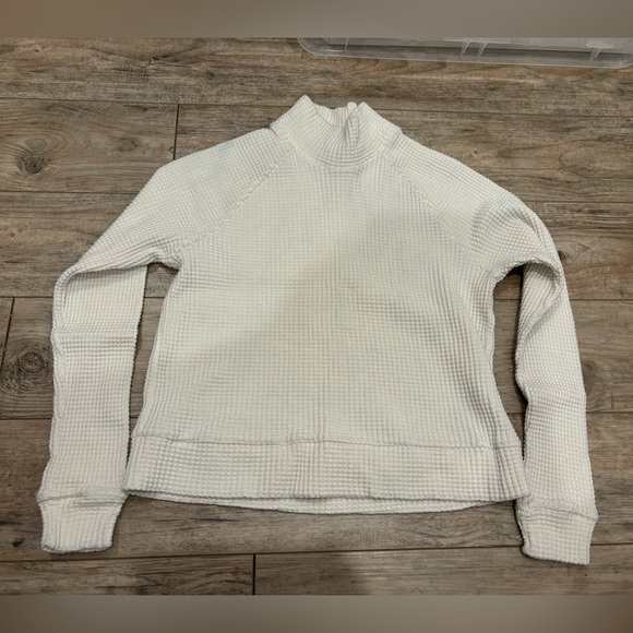 The North Face Chabot Mock Neck Long Sleeve Waffle Sweater White Ivory Small - Picture 1 of 7